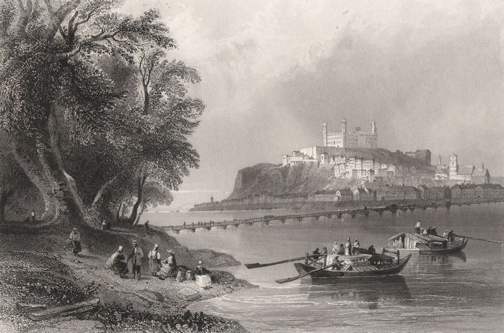View of Presburg (Bratislava), Slovakia. Danube Donau. BARTLETT 1840 old print